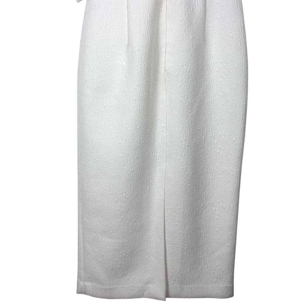 ANTHROPOLOGIE REBECCA VALLANCE GENEVIEVE BRIDAL BOW V-NECK SHEATH MIDI DRESS - Picture 12 of 17